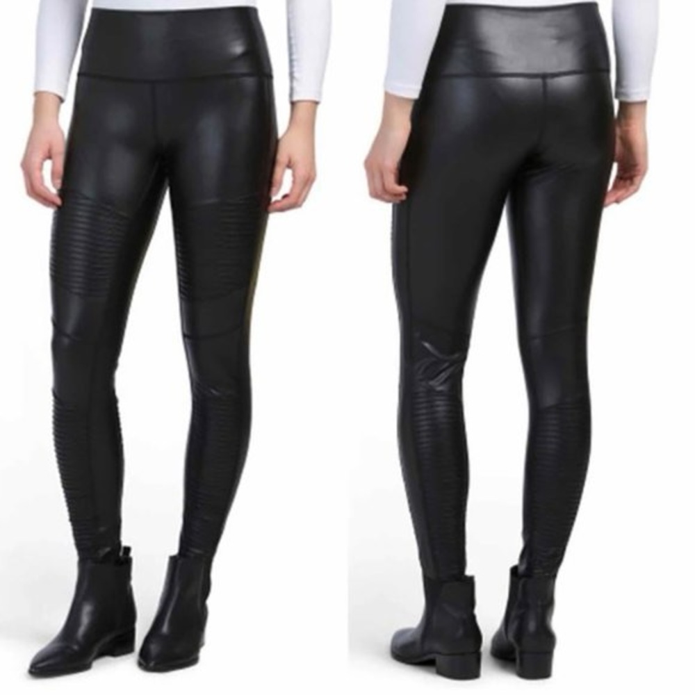 NEW 7 For All Mankind Faux Leather Moto Leggings In Black Size X-Large